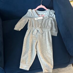 Janie and Jack Light Gray Knit One-Piece Romper